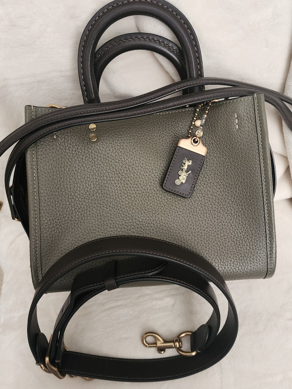 Coach Rogue 25 Army Green and Oxblood Colorblock
